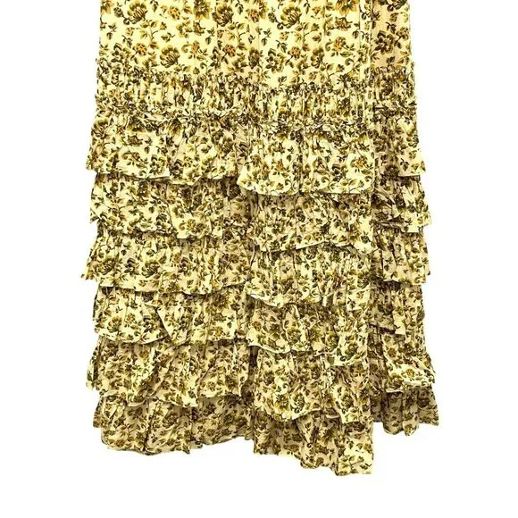 Anthropologie Mac Duggal Ruffle Cotton Voile Formal Gown Maxi Dress Size 12 - Picture 7 of 10